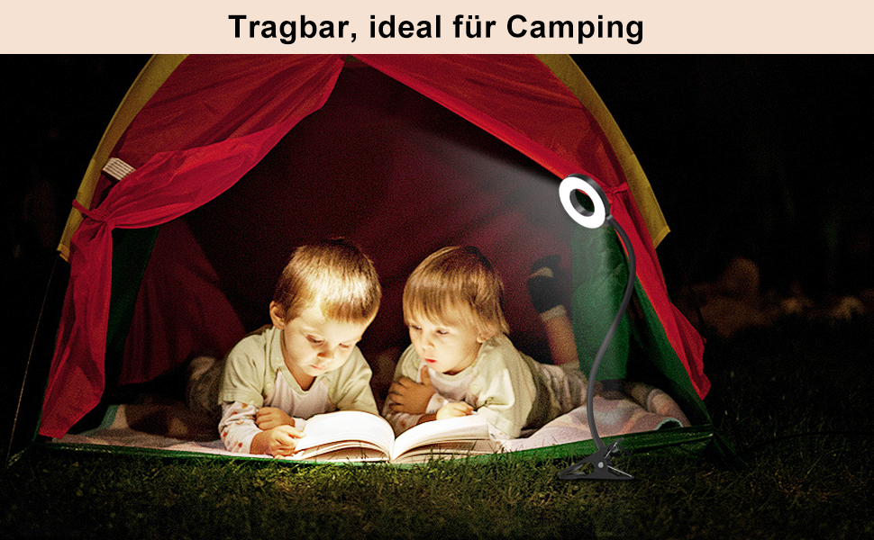 iZELL LED лампа для читання з гнуким світильником - 3 режими, 10 рівнів яскравості, USB-зарядка, 40 см