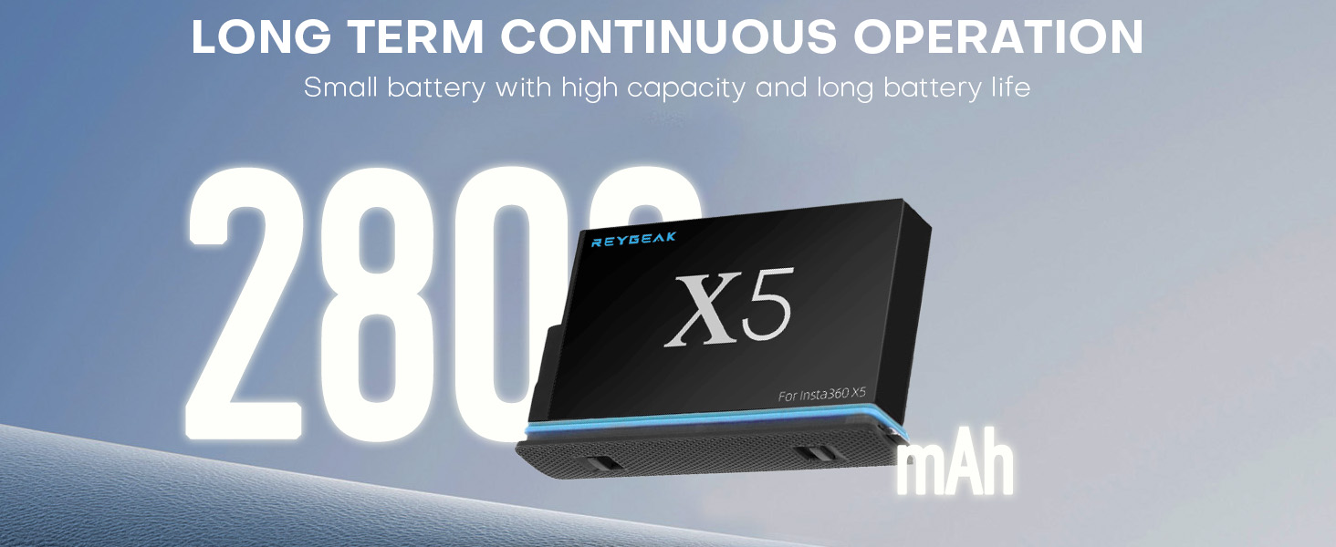 REYGEAK акумулятори для Insta360 X5, 2 x 2800 mAh, комплект з зарядним пристроєм