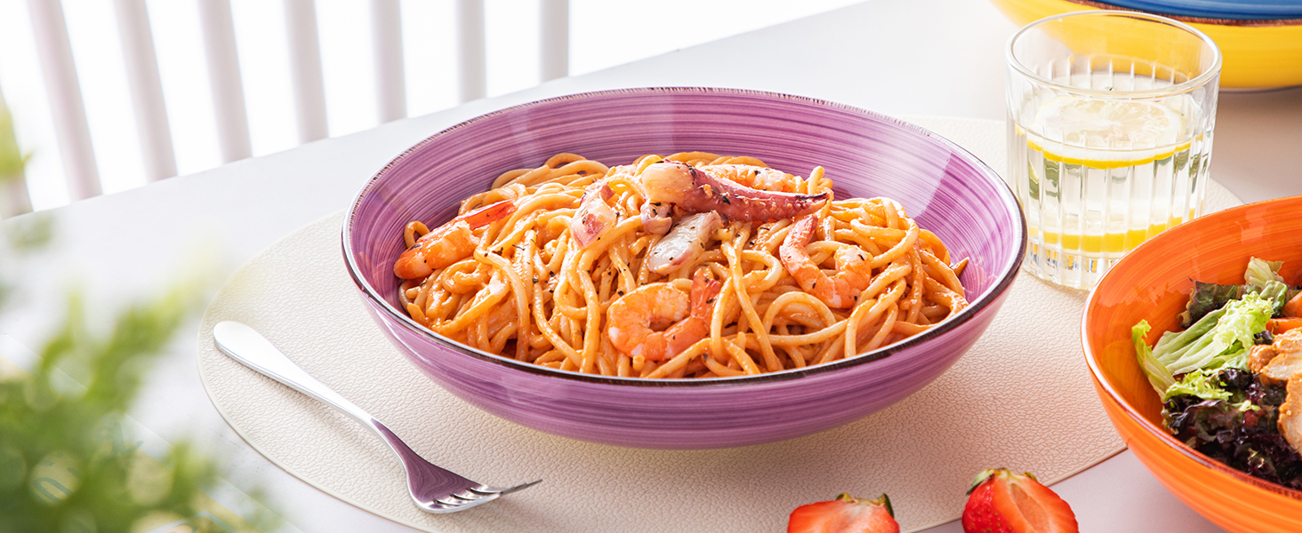 Набір супових тарілок Vancasso Bonita (6 шт.) з кераміки: супові, для пасти, спагеті, рамен, салати