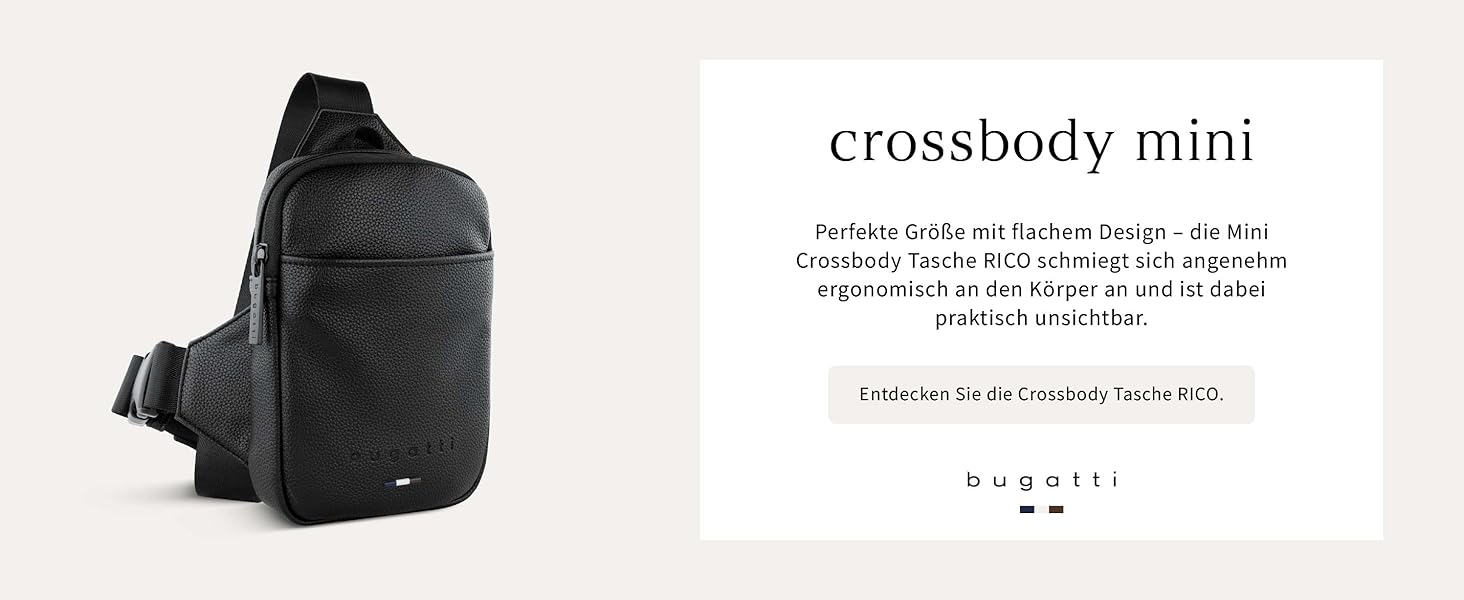 Bugatti Rico Mini Crossbody: Сумка на плечі з екошкіри, чорна