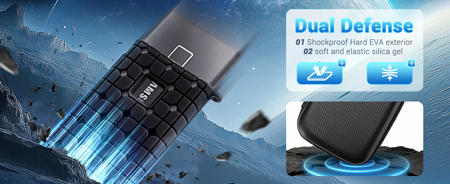 Чохол ProCase для SSD Samsung T7/T7 Touch (500GB, 1TB, 2TB) - Захисний кейс з силіконовою вставкою, чорний