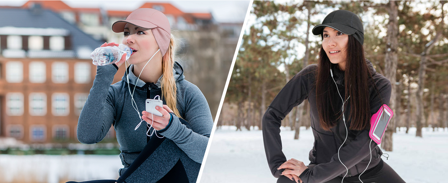 Жіноча зимова шапка GADIEMKENSD з відбиваючими елементами та мішком для хвоста, навушники-гетри, для активного відпочинку, чорна