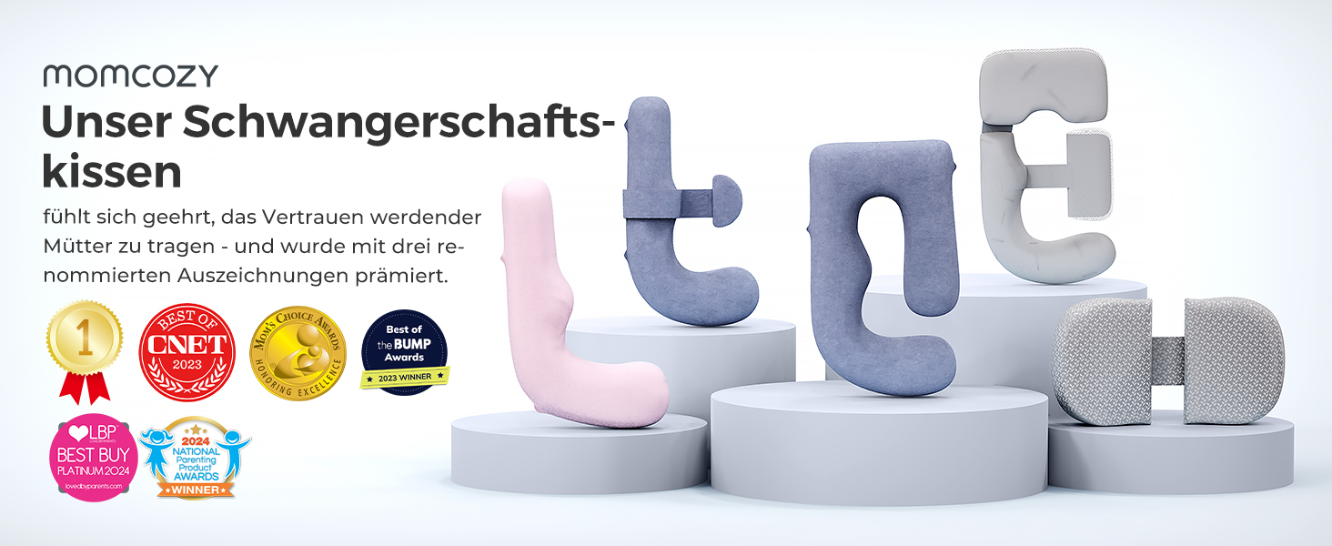 Вагітний подушка Momcozy з кристального велюру - U-подібна подушка для сну на боці (145 см) - для підтримки спини та стегон, сірий колір