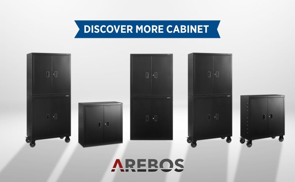 Металевий офісний шафа Arebos, чорний, 90x90x40 см, регульовані полиці, на колесах