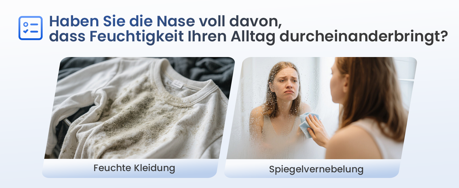 Електричний осушувач повітря з 2L резервуаром для води, автоматичне вимкнення та регулювання вологості, для ванної кімнати, спальні, шафи (білий)