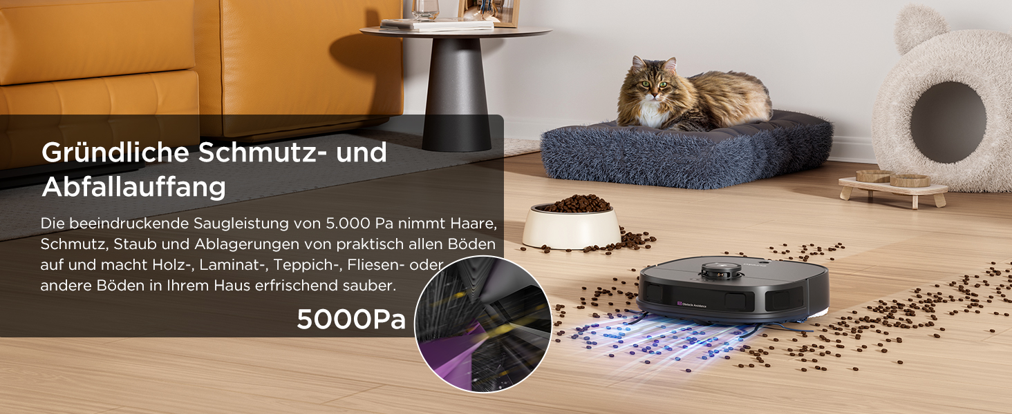 Робот-пилосос Eureka J12 Ultra з функцією миття підлоги (автоматичне очищення, прання та сушка), потужність всмоктування 5000Pa, обертова функція миття, Dual-LiDAR навігація, 3D уникнення перешкод, чорний