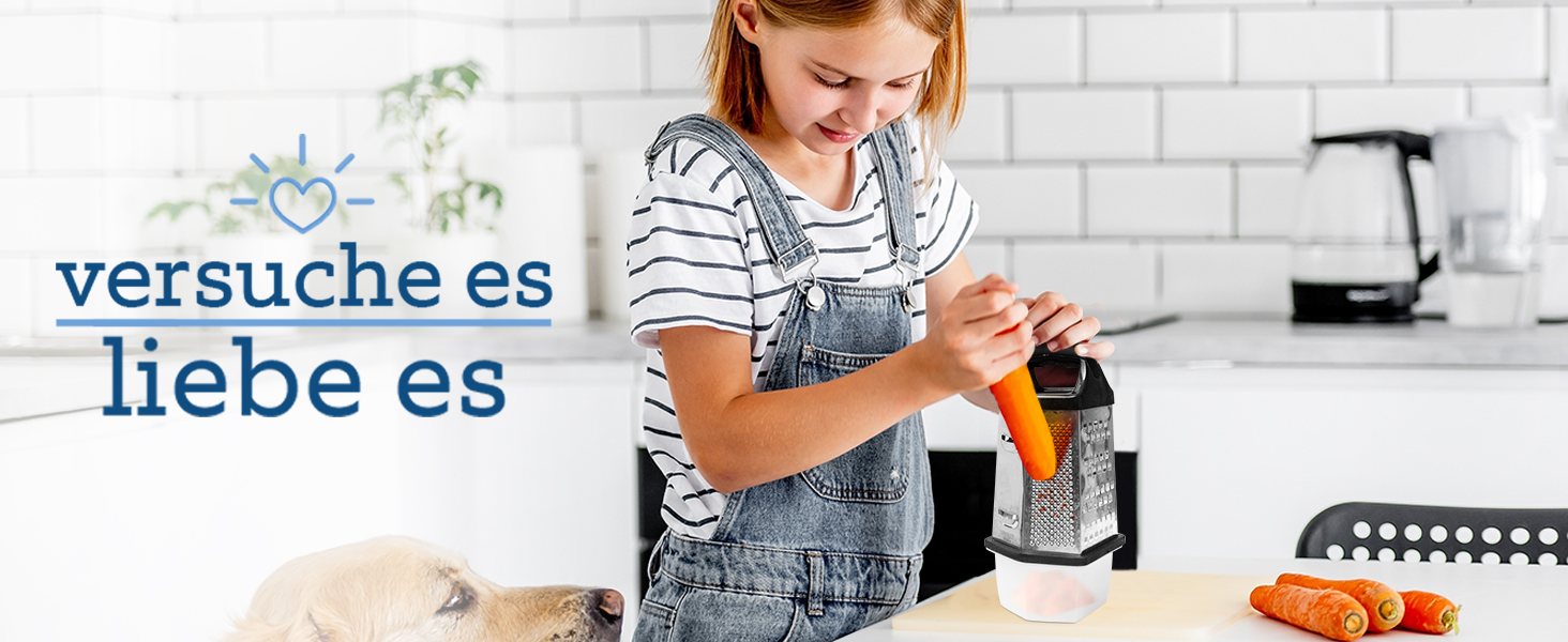 Трка для сиру Joeji's Kitchen з контейнером - 6 сторін, ручна, з нержавіючої сталі, багатоцільова для сиру, овочів та фруктів