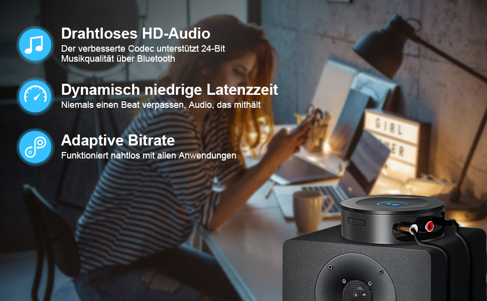 Bluetooth 5.2 адаптер для стереосистеми: AUX, RCA, HiFi, Lossless, низька затримка