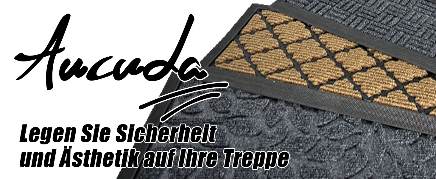 Гумові килимки на сходи зовнішні Aucuda, 6 шт., 76x22 см, сірі, антиковзкі, вологостійкі, теплоізоляційні для вулиці