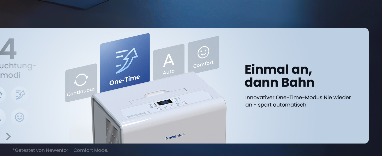 Newentor Вологопоглинач повітря 25л/24г, для приміщень 215м³/80м² - 3-рівнева звукоізоляція - Енергоефективний чіп - Просте керування - 10 років гарантії - З 1м шлангом та знімним фільтром, таймер 25л/день, EU