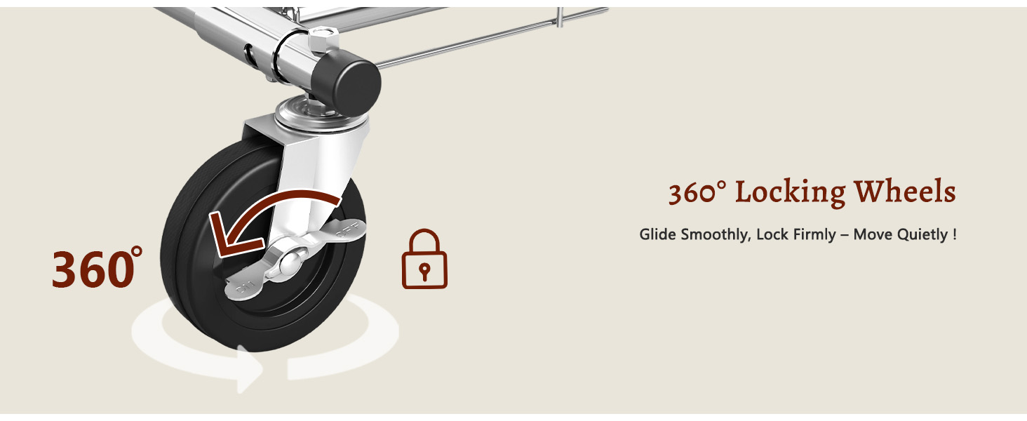 Стійка для одягу на колесах FAVOOOSTY, металева, мобільна, до 200 кг, швидка установка, срібна