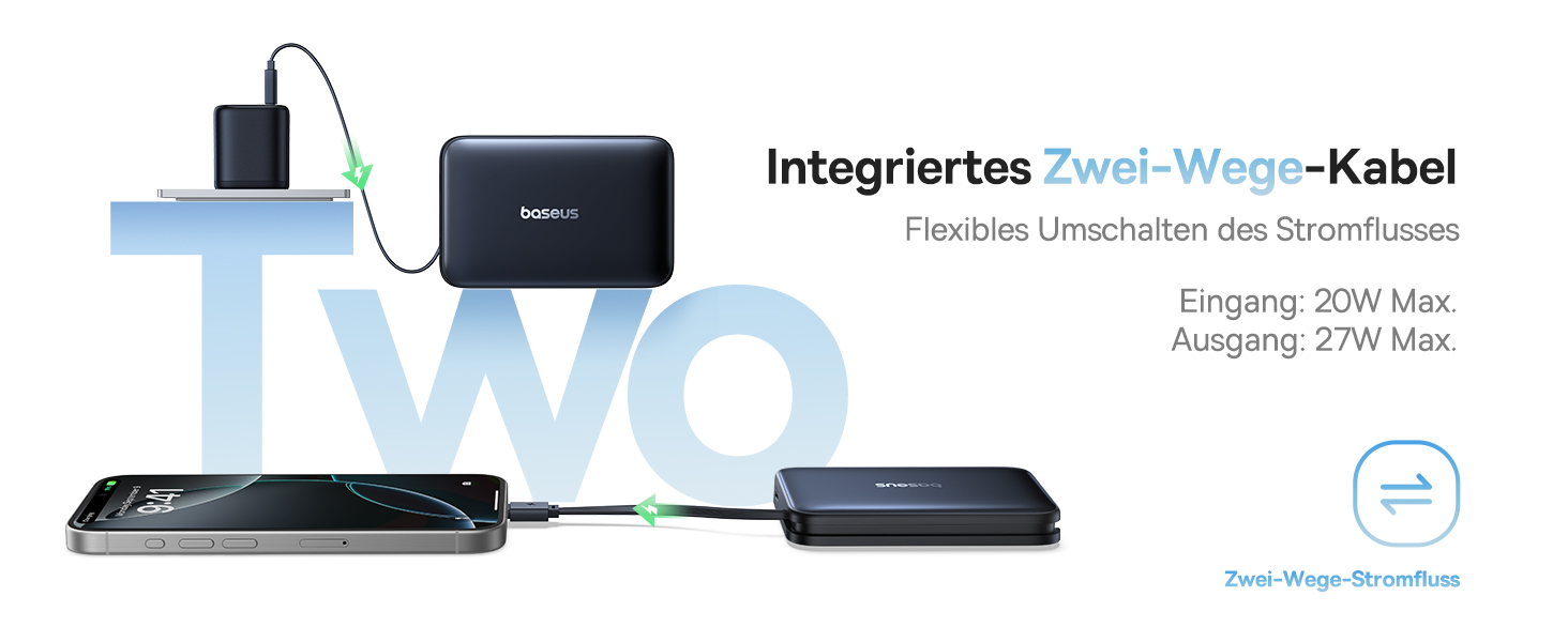 Power Bank Baseus EnerFill MagSafe 10000mAh, 22.5W USB-C, 15W Wireless, для iPhone 17/16/15/14/13/12, сірий