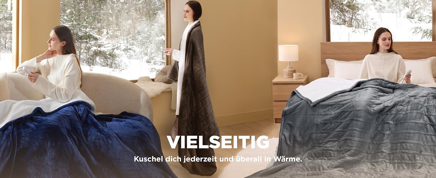 Електрична ковдра BEDSURE з автоматичним вимкненням, 130x180 см, сіра - тепла подарунок для мами на Різдво