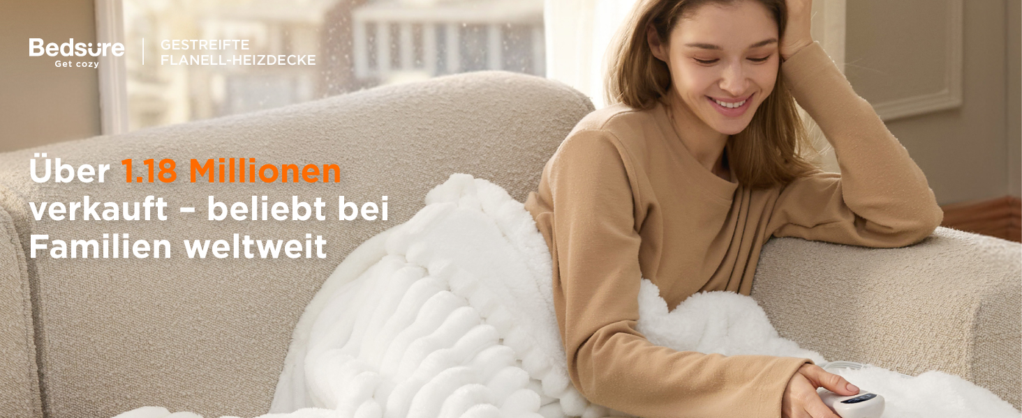 Електрична ковдра BEDSURE з автовимкненням, 130x180 см, сіра. 6 режимів нагріву, таймер 10 годин. Чудовий подарунок для жінок та мами на Різдво.