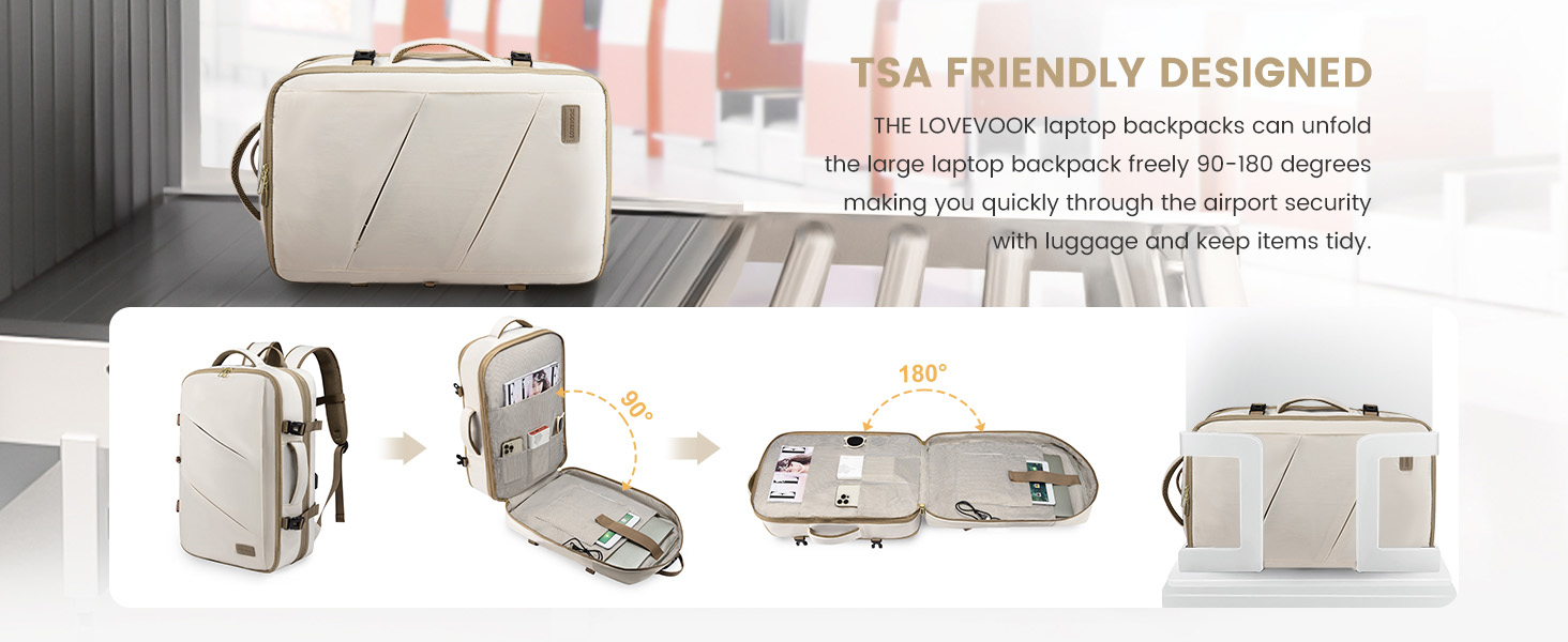 LOVEVOOK Рюкзак для ручної поклажі 30-40L, розширюваний, для ноутбука 17