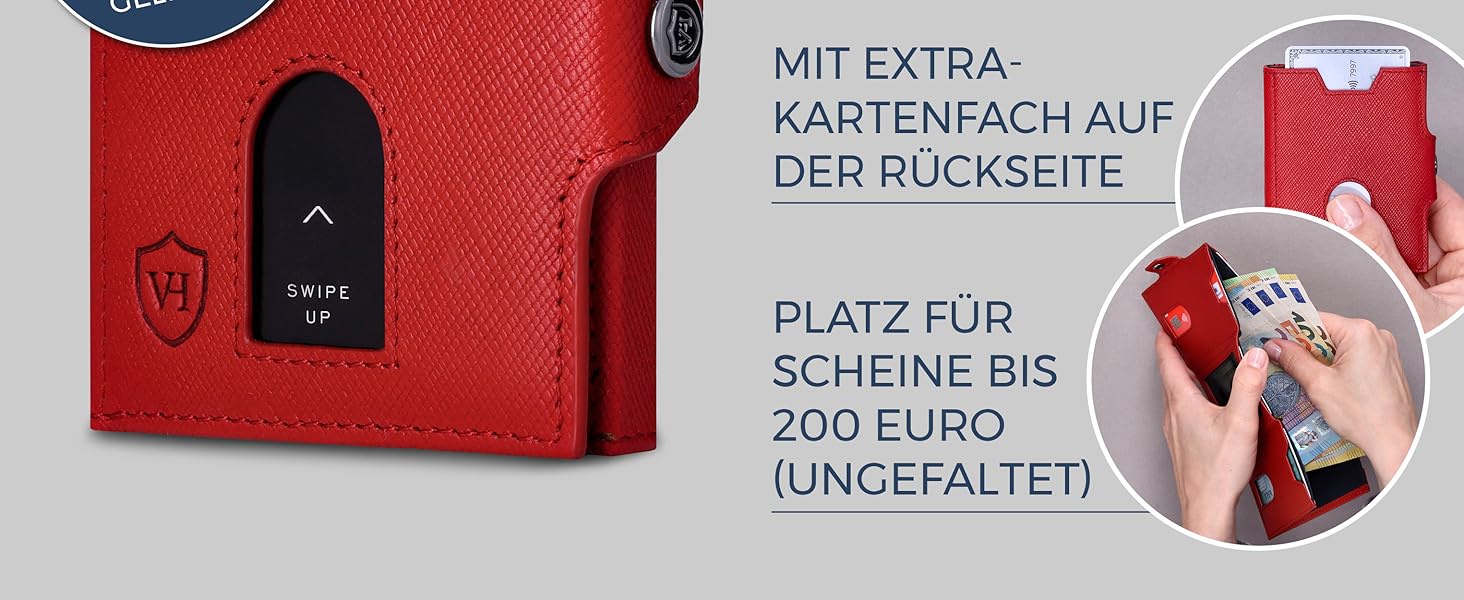 Портмоне VON HEESEN Slim Wallet з відділенням для монет та захистом RFID - для чоловіків та жінок - картхолдер, кредитне картхолдер - міні гаманець з карбону чорного кольору.