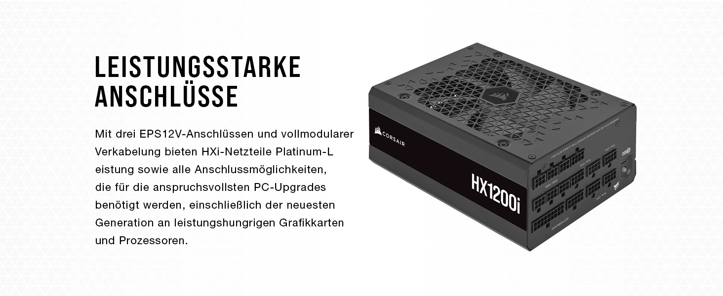 Блок живлення Corsair HX1000i 1200W ATX 3.1 PCIe 5.1, повністю модульний, 80 Plus Platinum, iCUE, чорний