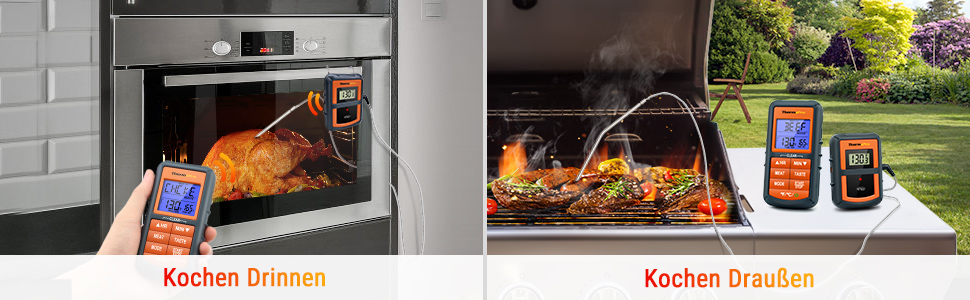 Термометр для гриля ThermoPro TP07 з таймером: BBQ, духовка, коптильня, дальність до 90 метрів