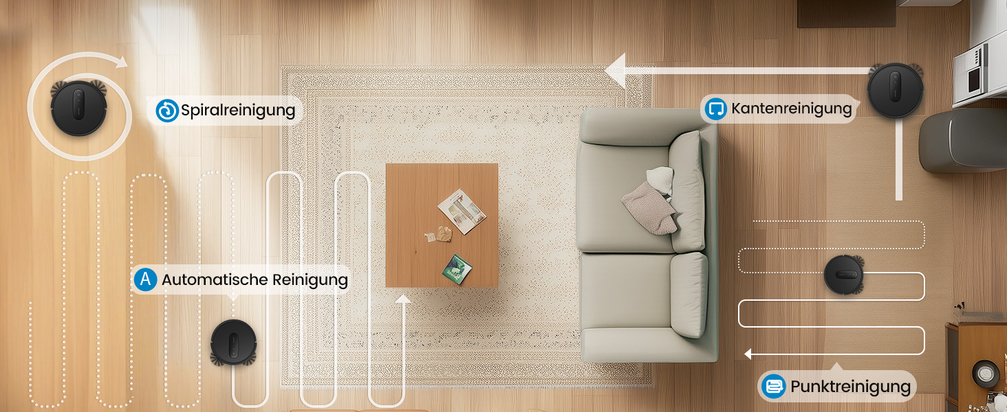 Робот-пилосос AIRROBO P25: потужність 2800 Pa, для твердих поверхонь та килимів, керування через додаток, 120 хв роботи, з пультом дистанційного керування (чорний)