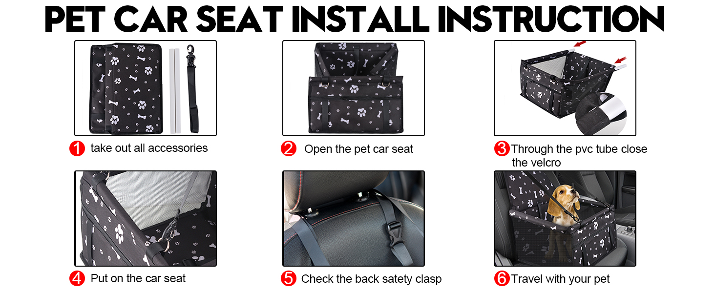 Автокрісло для собак - переноска для маленьких собак, водонепроникна, для заднього та переднього сидіння, з ременем безпеки