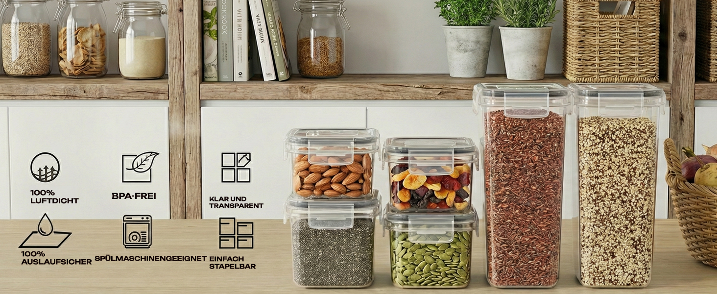 Набір контейнерів для зберігання продуктів з кришкою, 24 шт. BPA-free, великі кухонні контейнери, органайзер для борошна, цукру, круп, з ручкою та етикетками