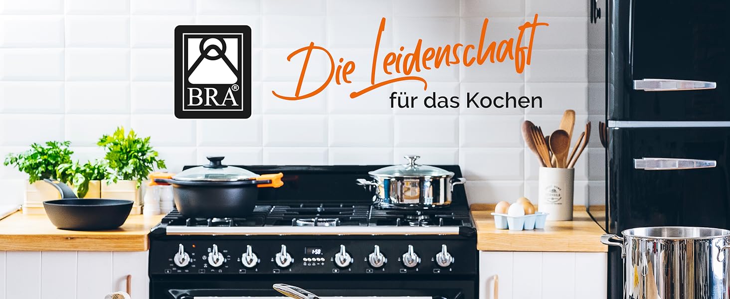 Набір сковорідок BRA Signature 20/24/26 см, професійний нержавіюча сталь 18/10, тришарове дно, для всіх плит (індукція), полірована поверхня