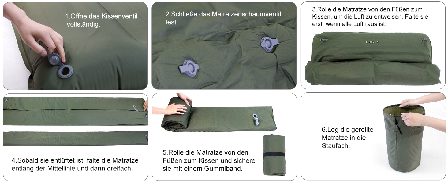 Килимок для кемпінгу Isomatte Origin самонадувний 2 особи, 14 см, армійний зелений