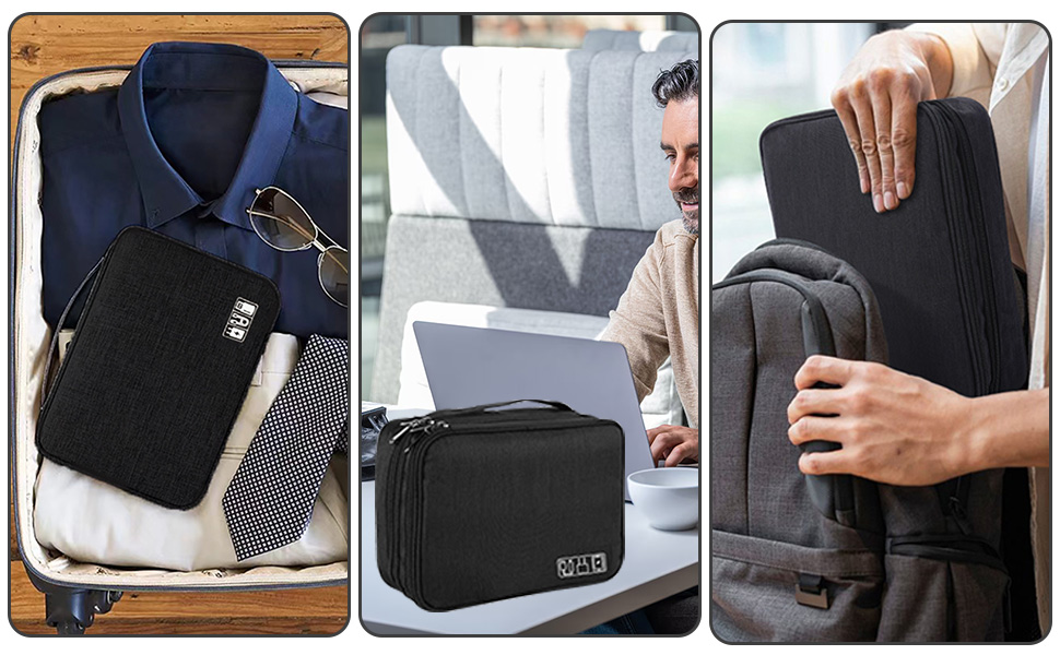 Органайзер для кабелів MOLENCO: водонепроникна сумка-органайзер для подорожей, 3 відділення, чорний