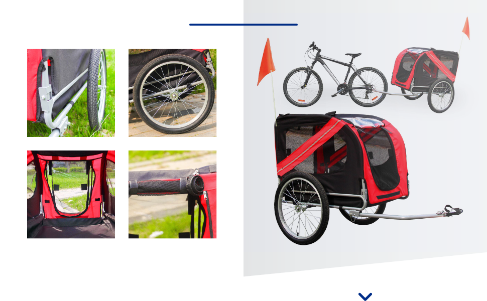 Причіп для собак Wiltec 220x700x78 см з безпечною муфтою, причіп для вантажів з москітною сіткою та захистом від дощу, чорний/червоний