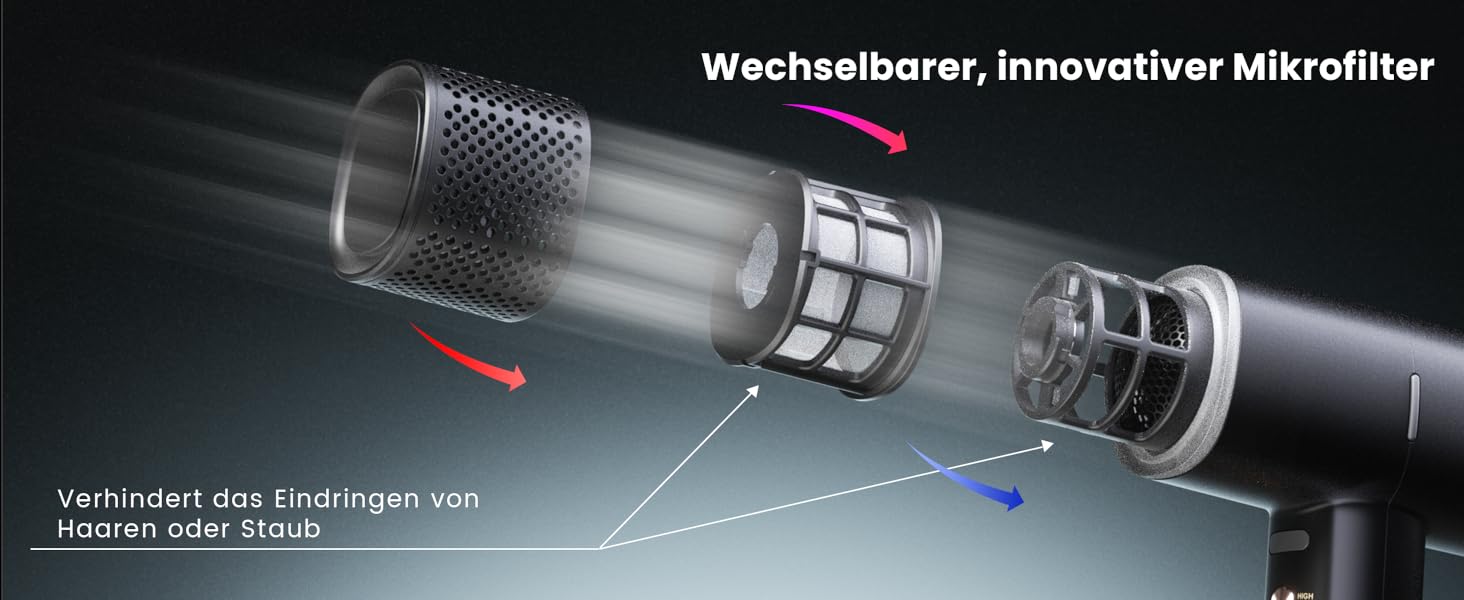 Іонізатор для волосся Föhn: Швидкий фен з дифузором для жінок та чоловіків, 3 режими, 2 швидкості, чорний