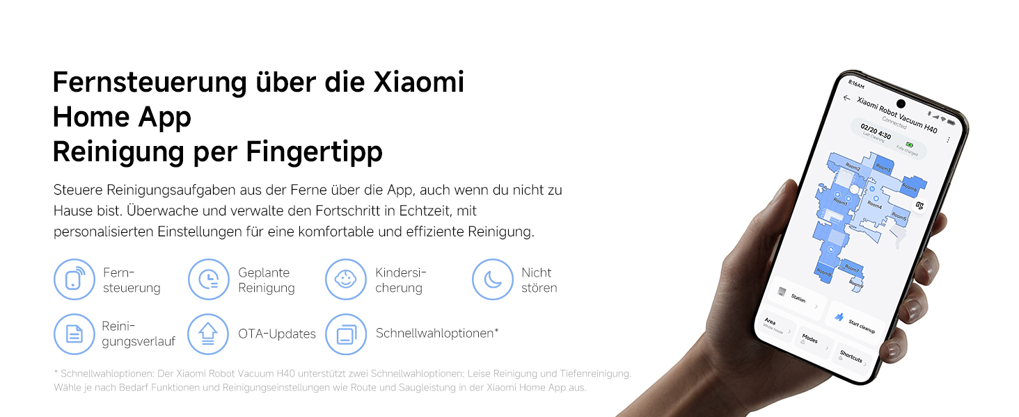 Робот-пилосос Xiaomi H40 з базою самоочищення, потужність всмоктування 10 000 Па