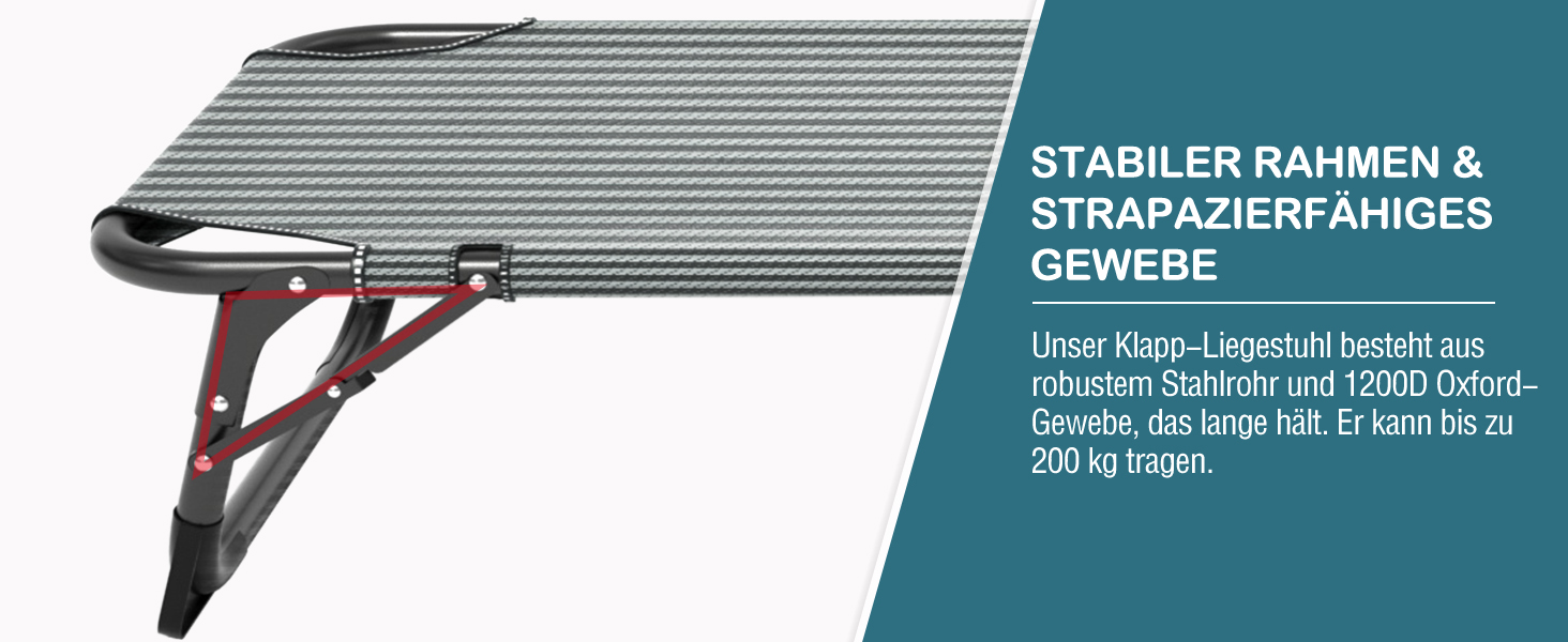 Розкладне ліжко ZIKEBTUY для кемпінгу та відпочинку: міцна конструкція, 200 кг, 190x71x36 см, з матрацом, Oxford 1200D, для відпочинку на природі та вдома (сірий)