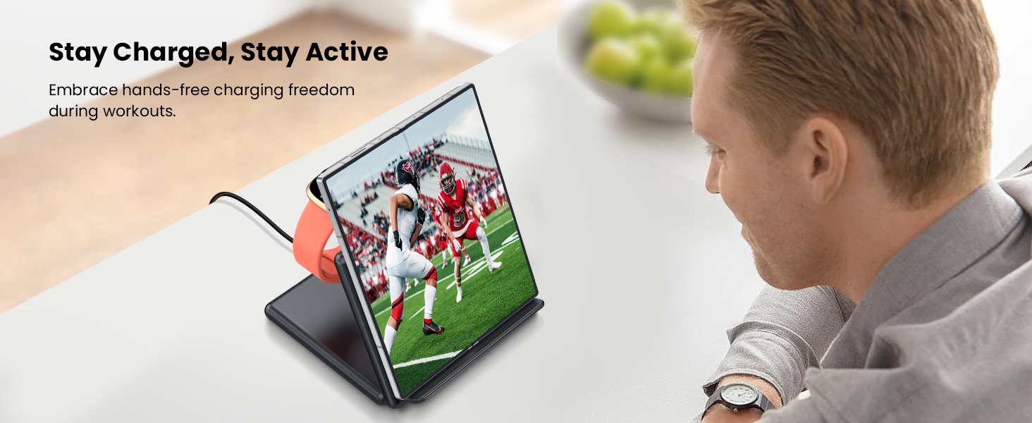 Індукційна зарядка GEEKERA 3-в-1 для Samsung, Fitbit, Galaxy Buds - чорний