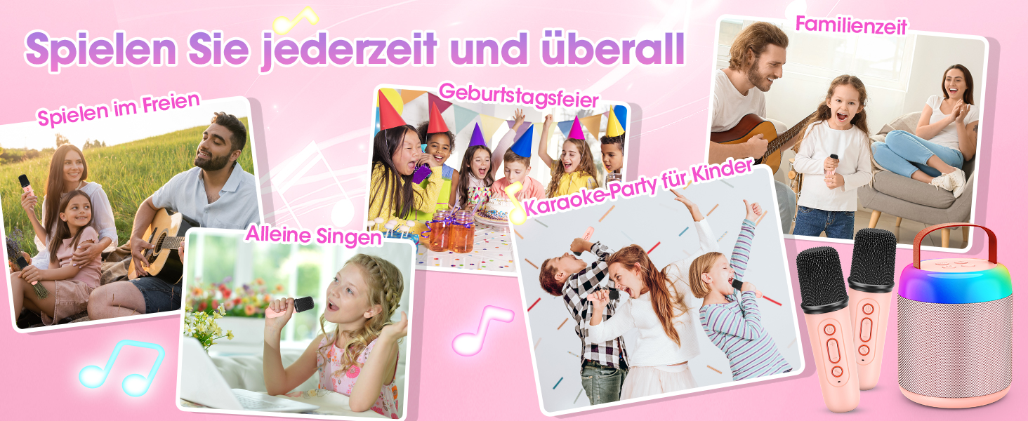 Караоке машина для дітей з 2 мікрофонами, рожева. Іграшка для дівчаток 3-12 років. Чудовий подарунок на день народження!