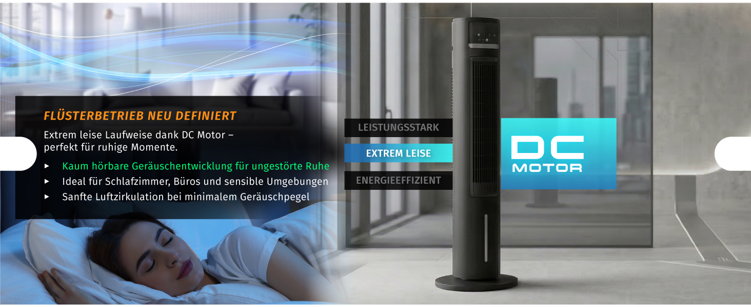 Вентилятор з водяним охолодженням Brandson ECO Design – тихий DC мотор, 9 швидкостей, таймер, іонізація, пульт керування (чорний)