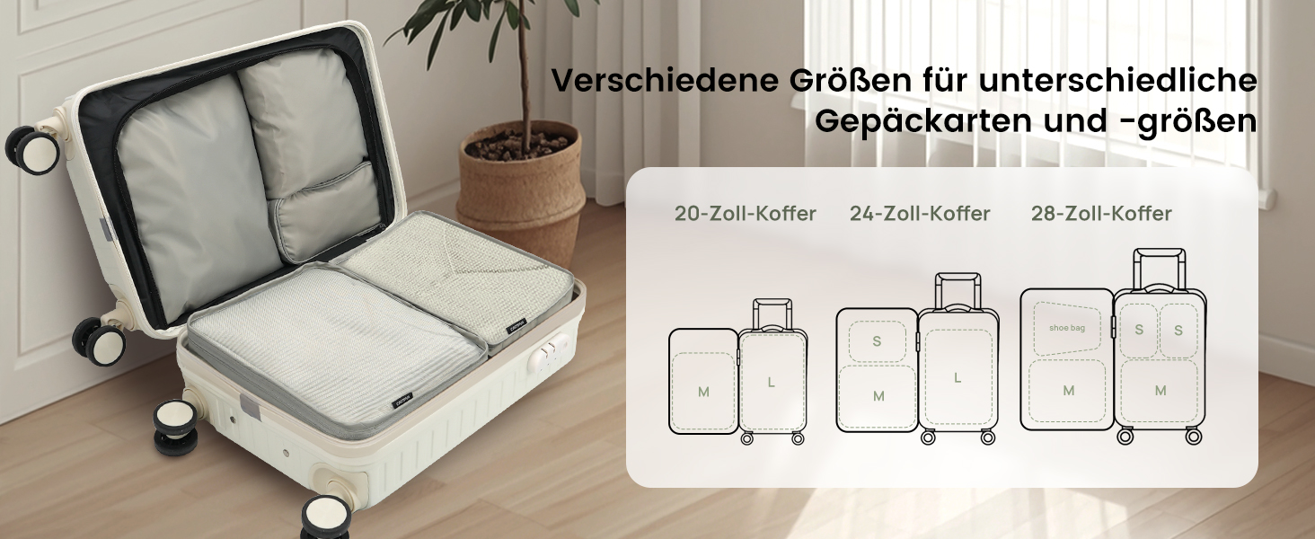 Органайзери для валізи Packing Cubes, 8 шт., сірі - дорожній набір для подорожей, водонепроникні, з косметичкою