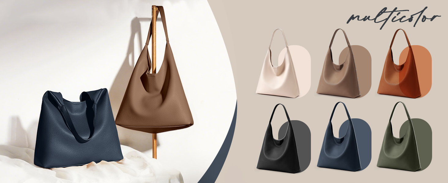 Сумка жіноча KALIDI Shopper Hobo з PU шкіри вінтажна, велика для роботи, школи, повсякденного використання, застібка - кнопка, колір кави