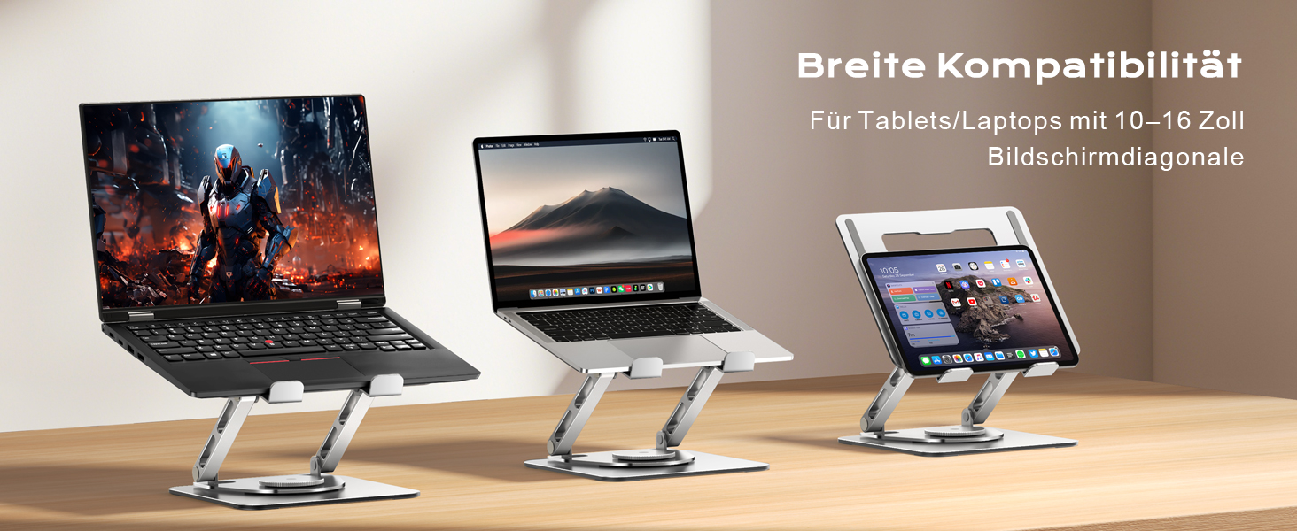 Регульована підставка для ноутбука 360° - ергономічна, до 16 дюймів, сумісна з MacBook Air/Pro