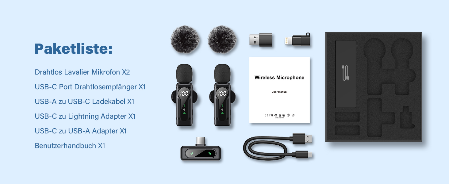 Беспроводной петличный микрофон для iPhone, iPad, Android - миниатюрный клип-микрофон с шумоподавлением, авто-подключением, функцией отключения звука и реверберацией, идеально подходит для видеоблогинга, видеосъемки, TikTok