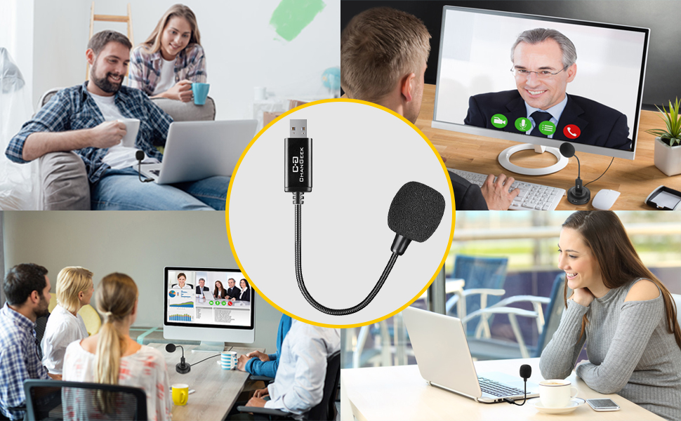 Мікрофон USB зі схваним шийкою для ноутбука/ПК, з USB-звуковою картою, сумісний з Mac, Plug & Play, ідеальний конденсаторний мікрофон для віддаленої роботи та онлайн-курсів