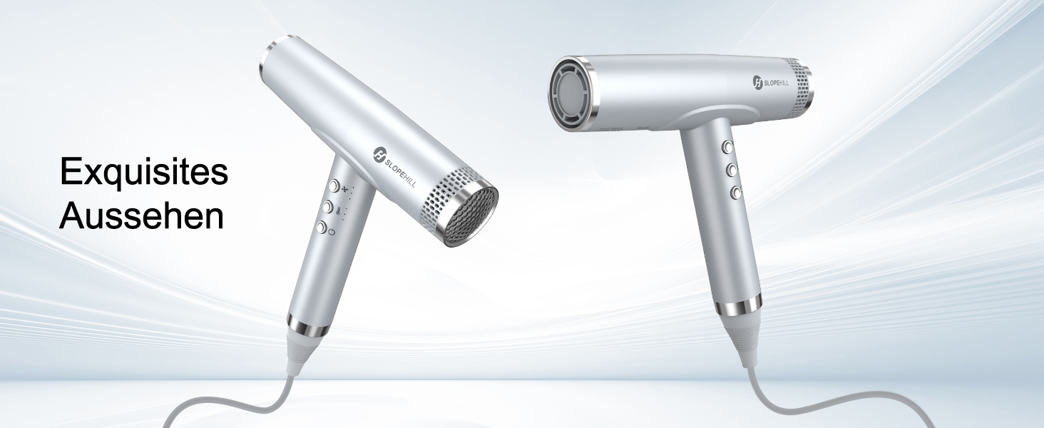 Іонізатор для волосся Slopehill, 110 000 обертів/хв, швидке сушіння, магнітний дифузор, тиха робота, біокераміка, для дому, подорожей, салону (світло-сірий)