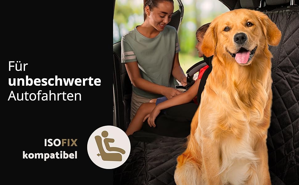 Захисний чохол на сидіння автомобіля для собак AMZPET (122 см) – Водостійкий, антиковзний та стійкий до подряпин – Міцний – 56 x 45 x 122 см. Підходить для маленьких автомобілів (купе або хетчбек). Універсальний, сумісний з Isofix