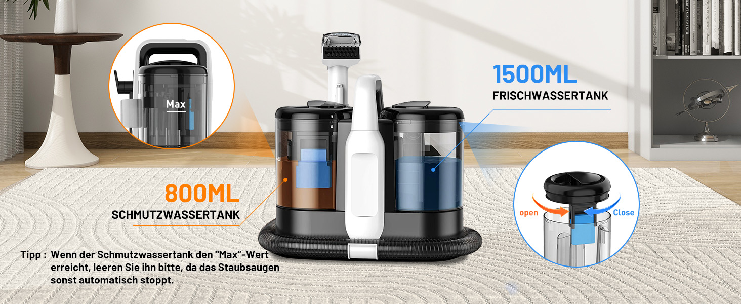 Апарат для чищення м'яких меблів та килимів | Миючий пилосос 18kPa | Для дому, авто та тварин