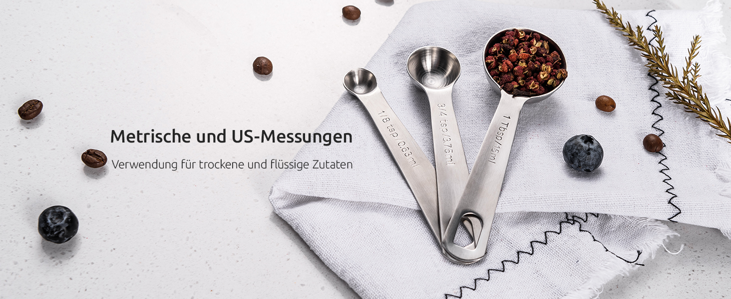 Набір мірних ложок U-Taste з нержавіючої сталі 9 шт. для випічки, сухих інгредієнтів та рідини, придатні для миття в посудомийній машині