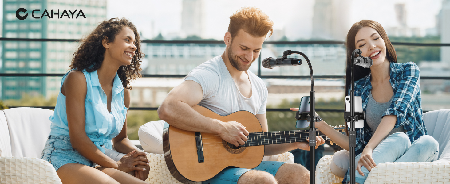 Підставка для мікрофона 2-в-1 з кріпленням для телефону та трьома кліпсами для мікрофону - CY0311