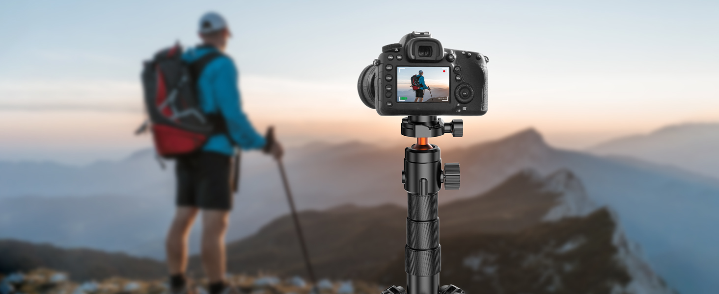 Штатив для камери XXZU 180 см, легкий, для DSLR/смартфона, з кульковою головкою 360° та 1/4-дюймовою різьбою, чорний