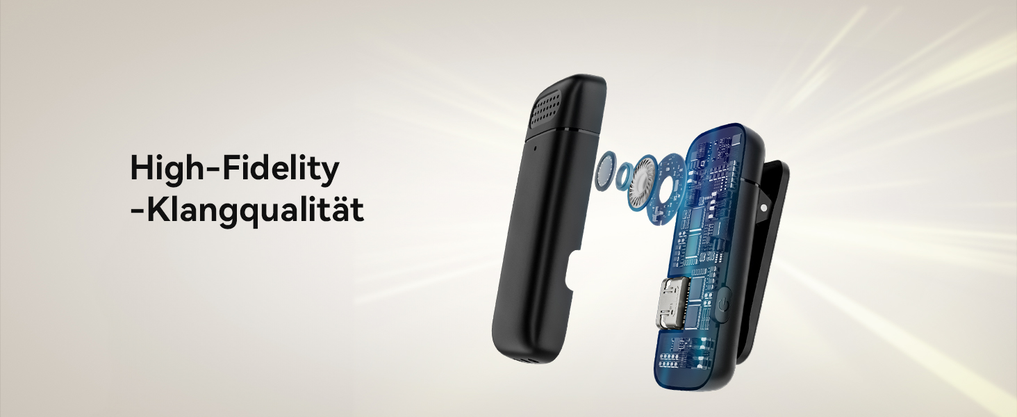 Бездротовий петличний мікрофон з зарядним кейсом, 36 годин роботи, шумозаглушення, 40 м радіус дії, Plug-and-Play для iPhone/iPad/Android/PC, YouTube, Vlog, Live-Streaming, чорний