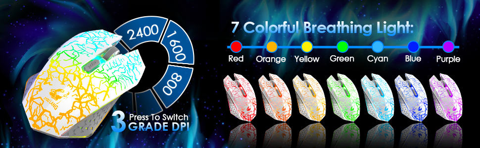 Бездротова клавіатура з підсвічуванням RGB, 2.4G, механічна, 104 клавіші, ігрова + миша 2400 DPI, 6 кнопок, оптична LED, килимок для миші (білий)