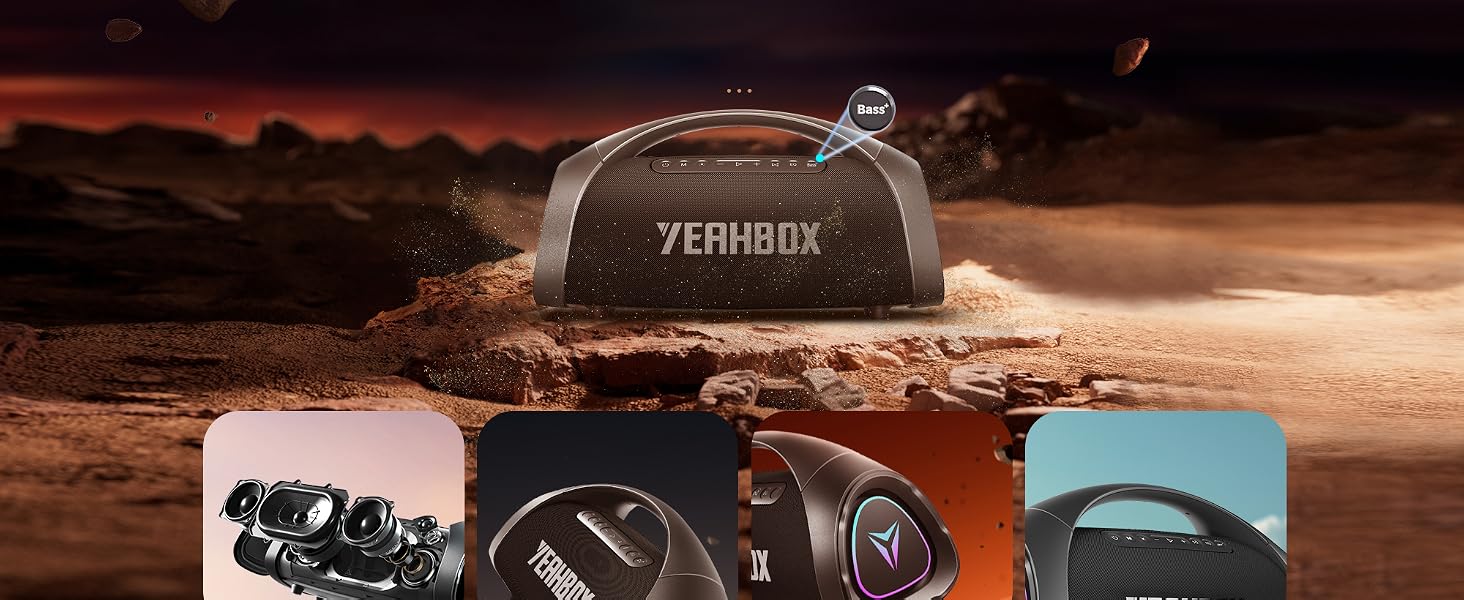 Портативна Bluetooth колонка YEAHBOX Sonic Boom Max 300W з басами, IP67, чорна