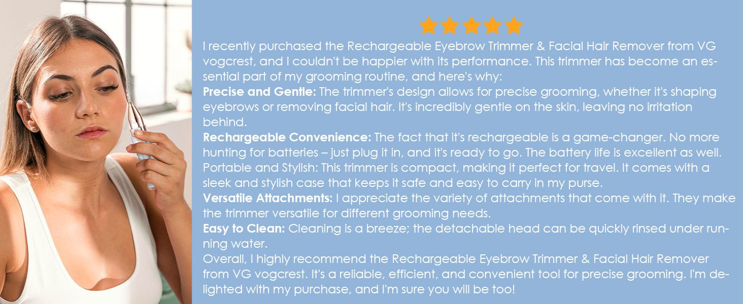 Триммер для обличчя та брів VG VOGCREST 2-в-1: бездротовий, з LED-підсвіткою, рожево-золотий/блакитний